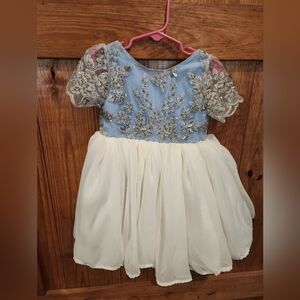 Elegant Blue and Cream Kids Dress